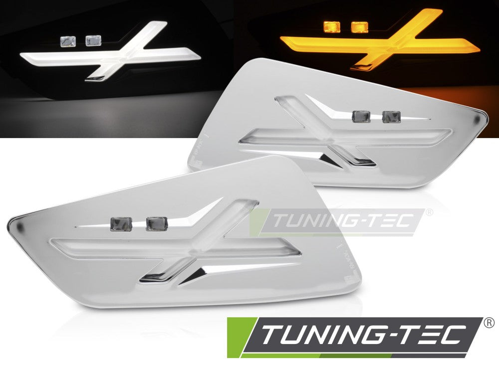 Feux de direction avant chromés à LED compatibles avec Vespa GTS/GTV 300 cm3