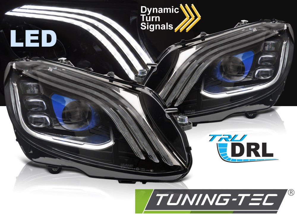 Phares Full LED noirs compatibles avec Mercedes W205 14-21