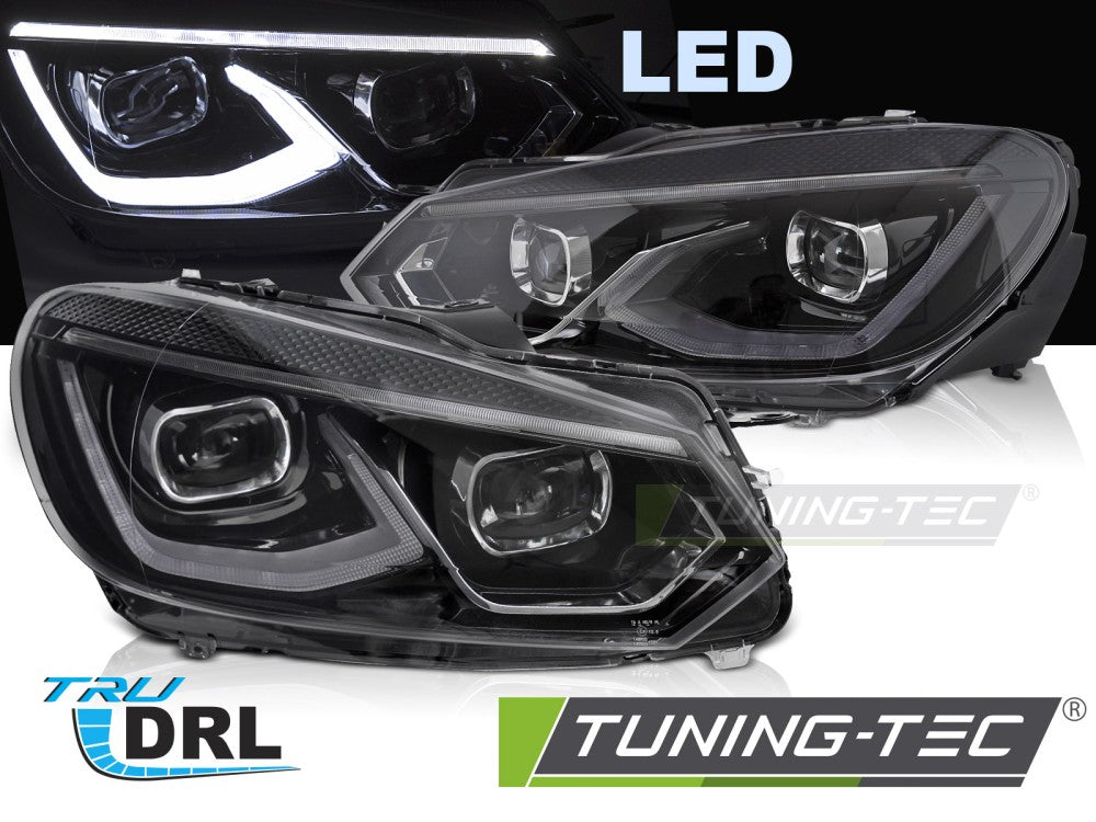 Phares Full LED noirs compatibles avec VW Golf 6 08-13