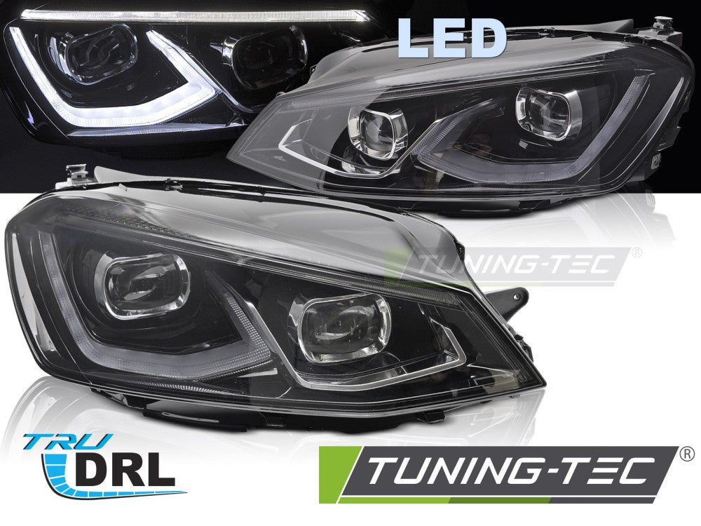 Phares avant Full LED noirs compatibles VW Golf VII 14-17