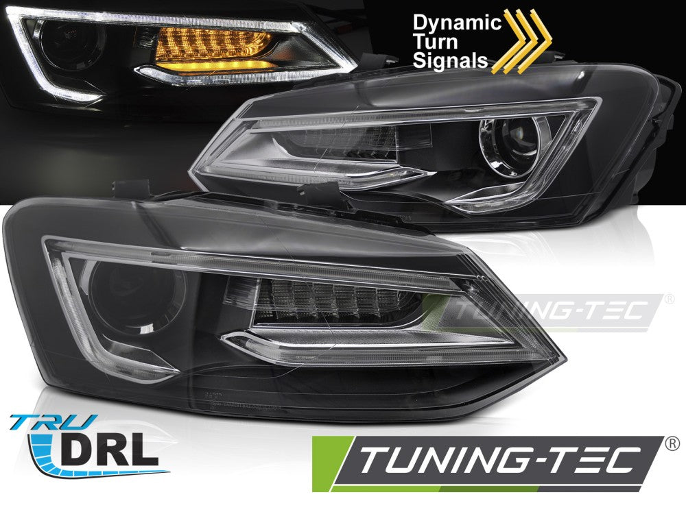 Phares LED noirs compatibles VW Polo V 09-17