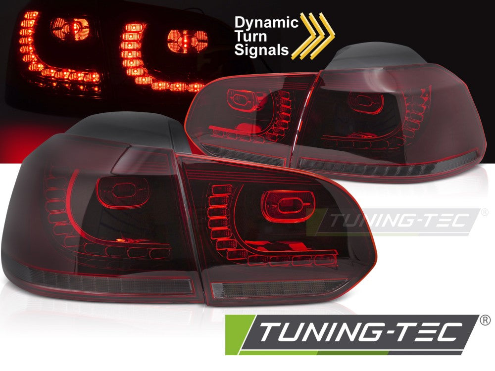 Feux arrière à LED rouge fumé SEQ compatibles avec VW Golf 6 08-13