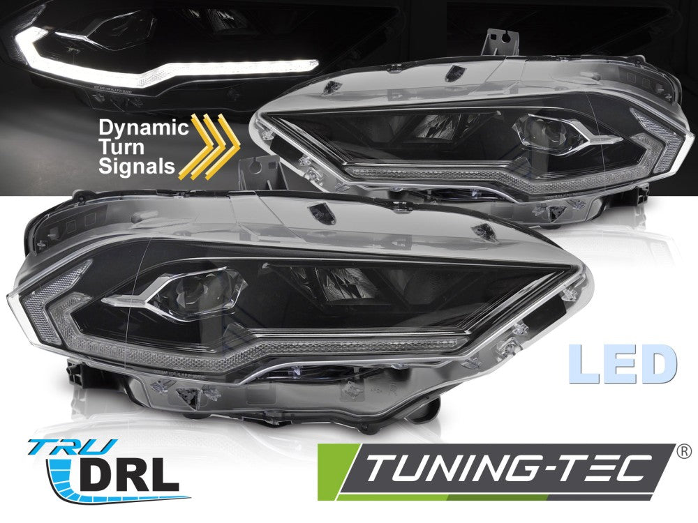 Phares LED noirs compatibles avec Ford Mustang 18-21