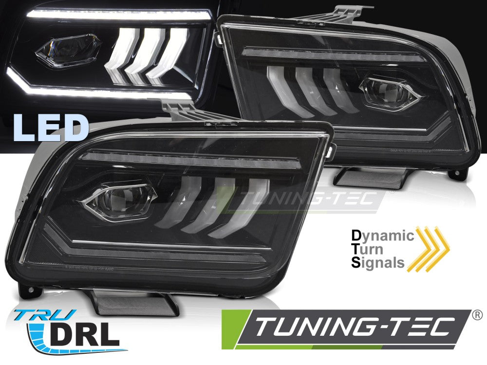 Tube de phare LED noir compatible avec Ford Mustang 04-09