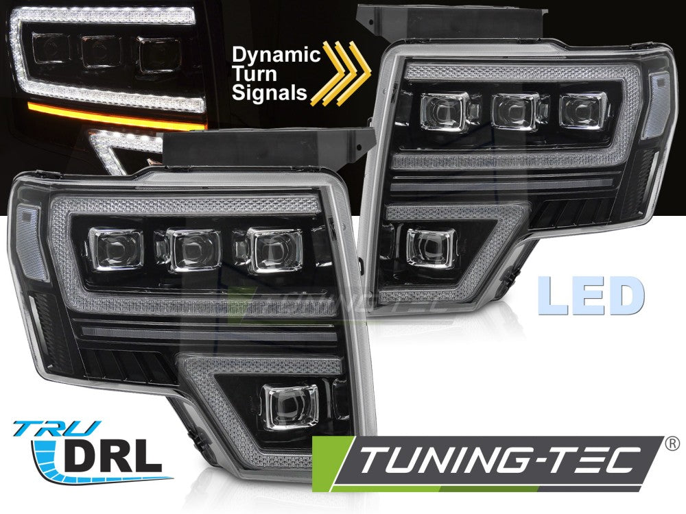 Feux de jour à LED noirs pour Ford F150 MK12 (2008-2014)