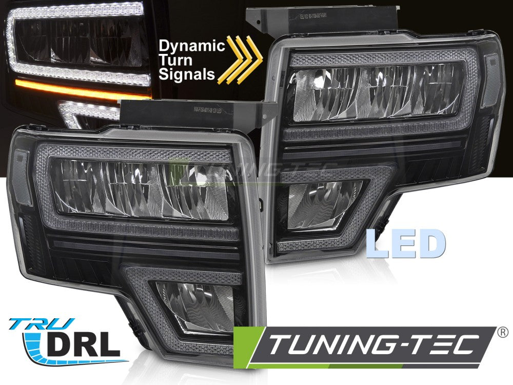 Feux de jour à LED noirs séquentiels pour Ford F150 MK12 (2008-2014).