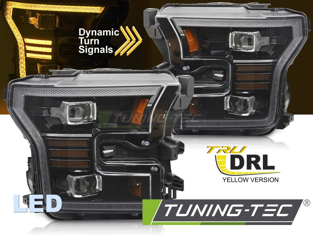 Phares LED noirs compatibles avec FORD F150 MK13 14-17