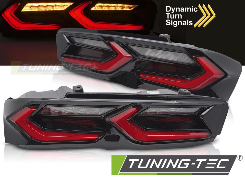 Feux arrière à LED rouges et noirs compatibles avec Chevrolet Camaro 19-23