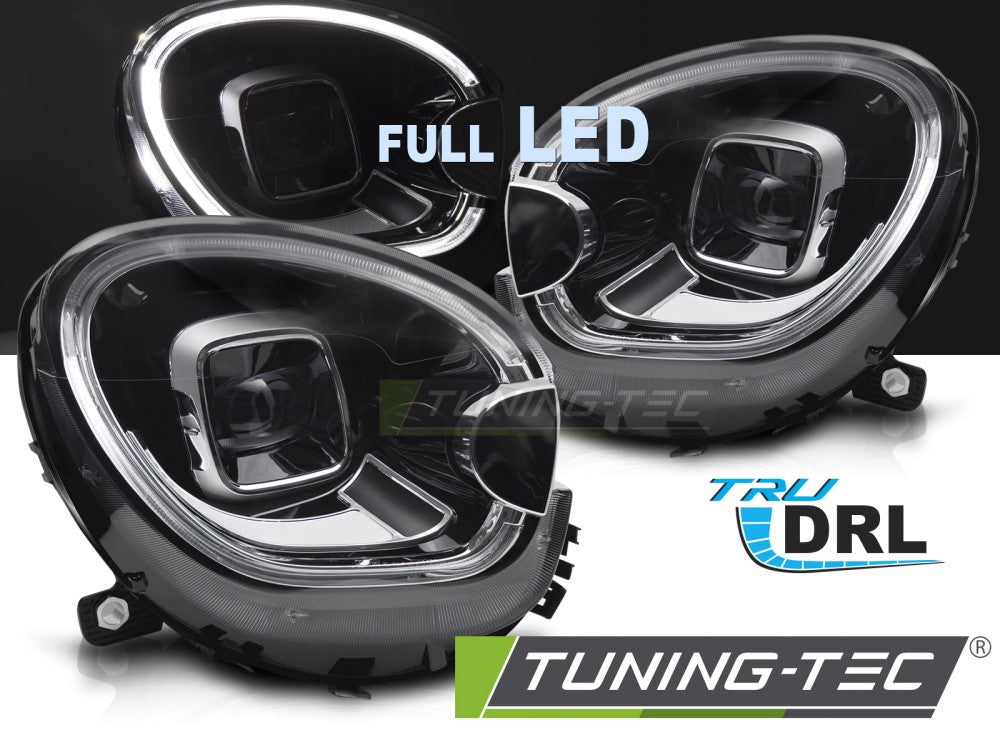 Phares avant à LED avec feux de jour tubulaires noirs compatibles avec MINI COOPER R60 R61 10-16