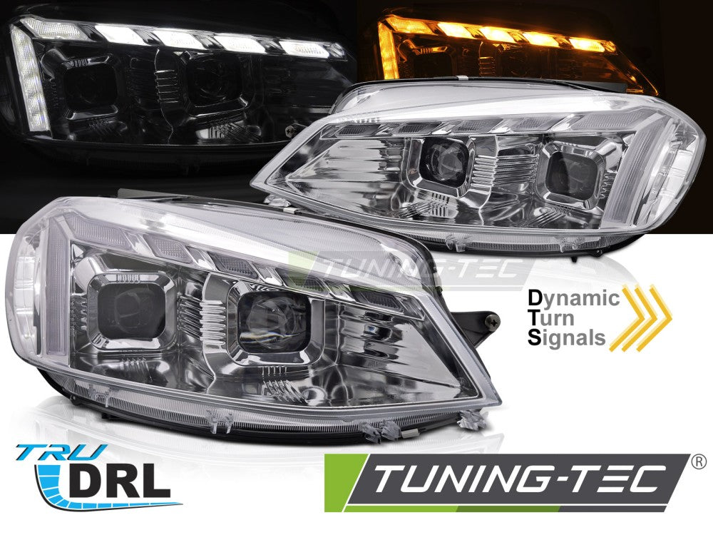 Phares avant chromés compatibles avec VW Golf 7 17-19