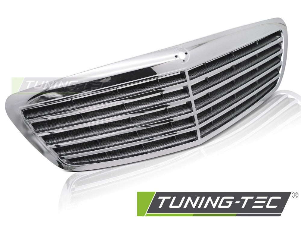 Calandre chromée aspect carbone compatible avec Mercedes Classe S W221 05-09
