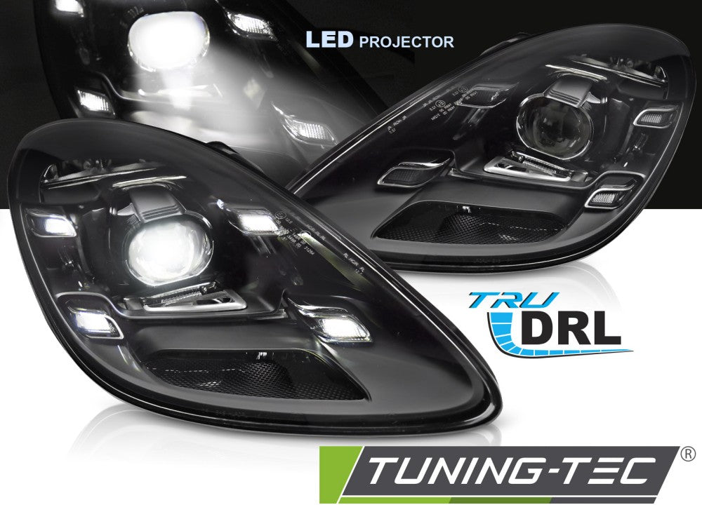 Phares LED noirs compatibles Porsche Boxster Cayman 718 16-