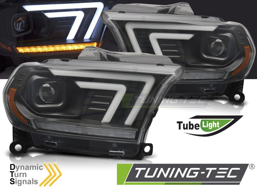 Phares tubulaires noirs SEQ compatibles avec Dodge Durango 10-13