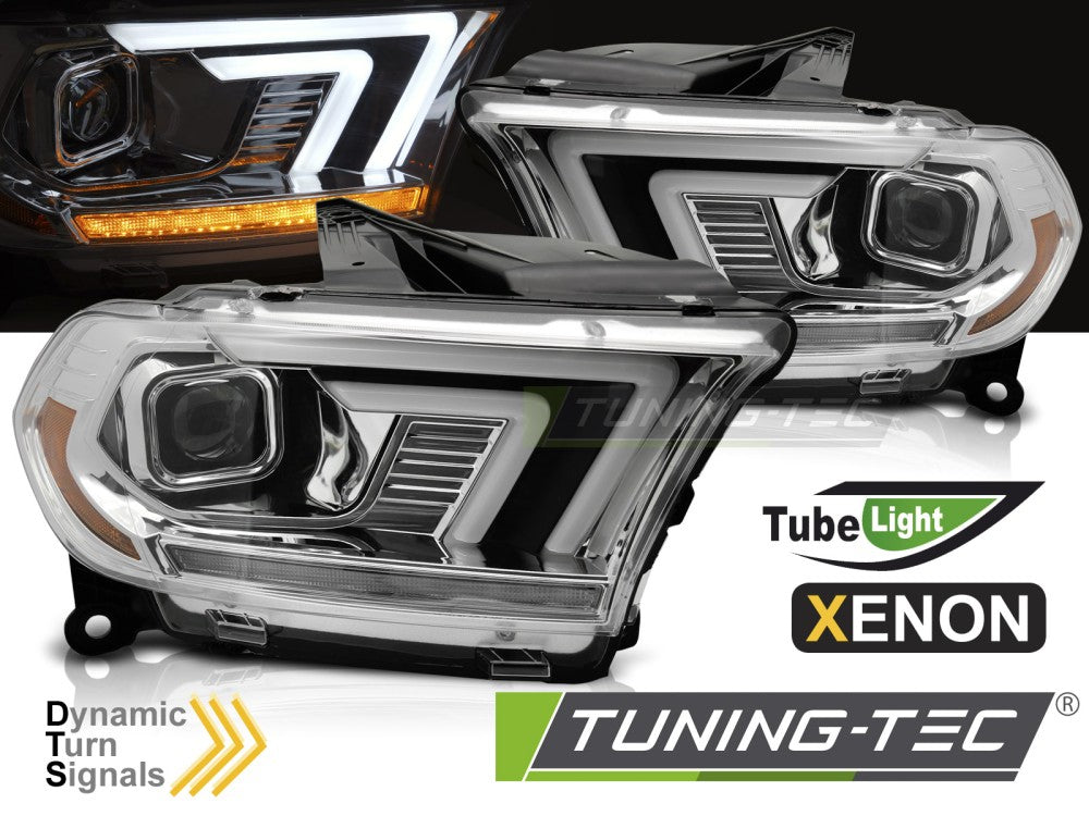 Phares au xénon à tube chromé SEQ compatibles avec Dodge Durango 10-13