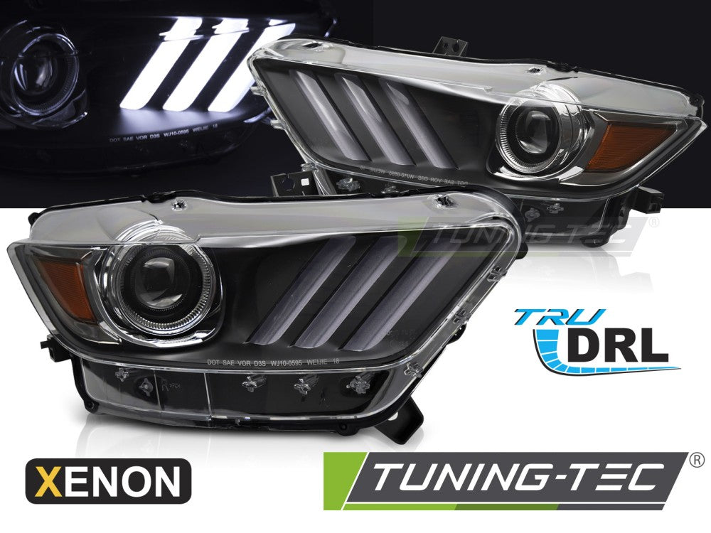 Phares au xénon à LED noirs compatibles avec Ford Mustang 14-17