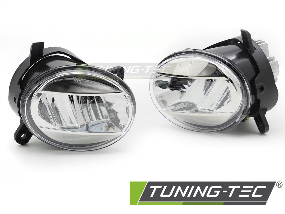 Feux antibrouillard LED chromés transparents compatibles avec Audi A4 B8 08-11 / A6 C6 09-11 / Q5 08-16