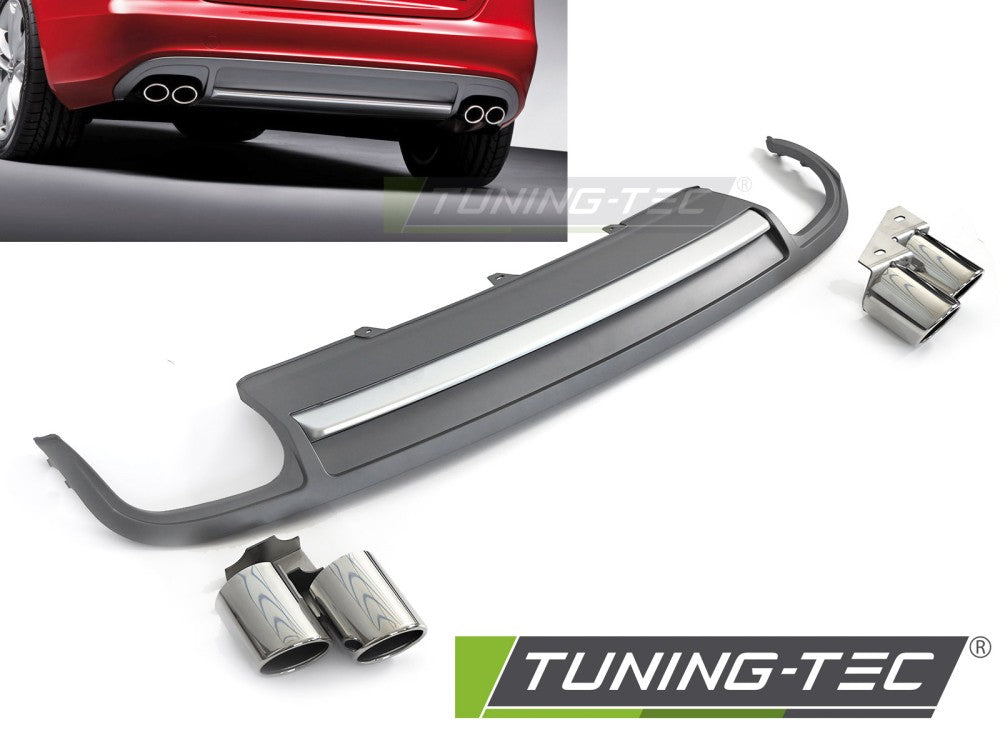 Diffuseur à sortie unique argenté style sport S compatible avec Audi A4 B8 08-11