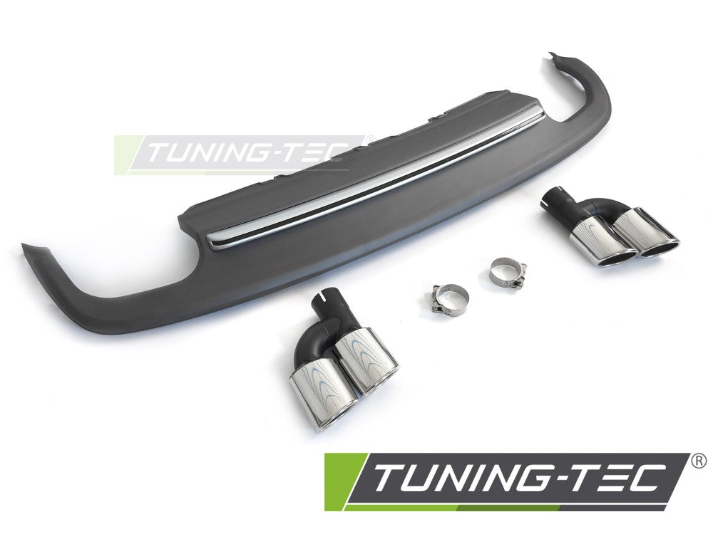 Diffuseur double sortie argenté style sport S compatible avec Audi A5 8T 8F 11-16