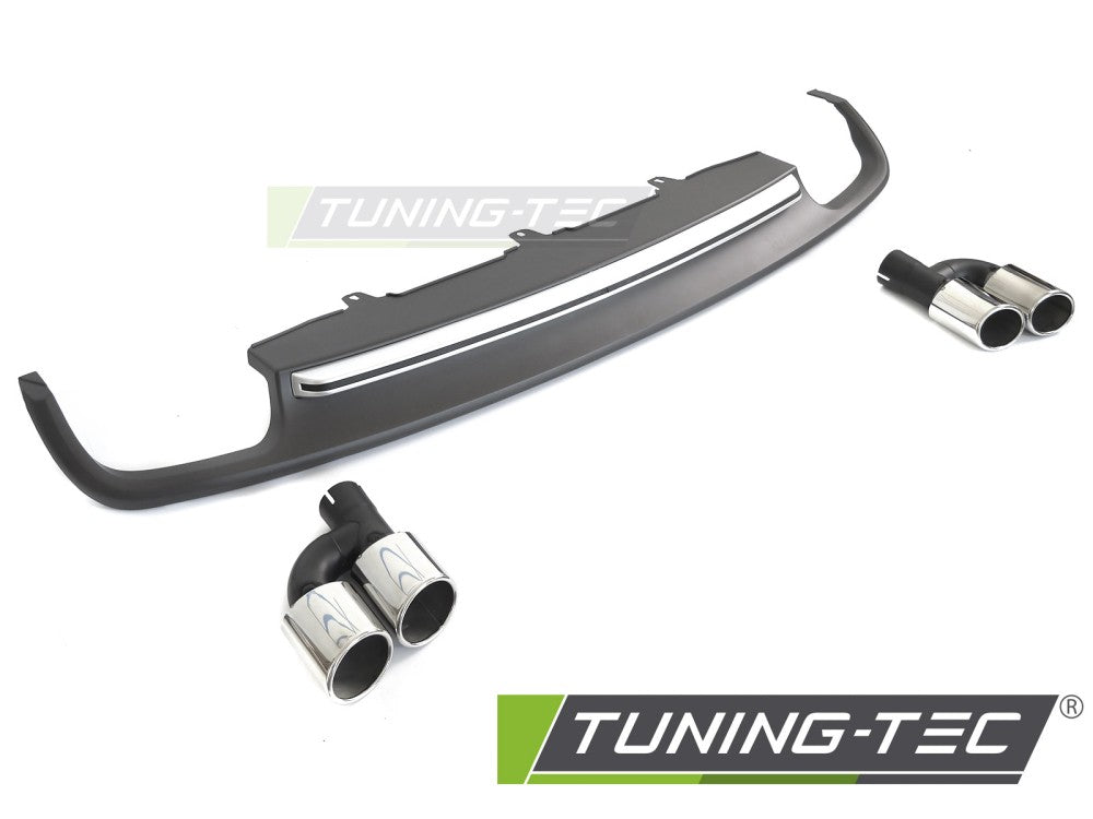 Diffuseur double sortie argenté style sport S compatible avec Audi A6 C7 11-14