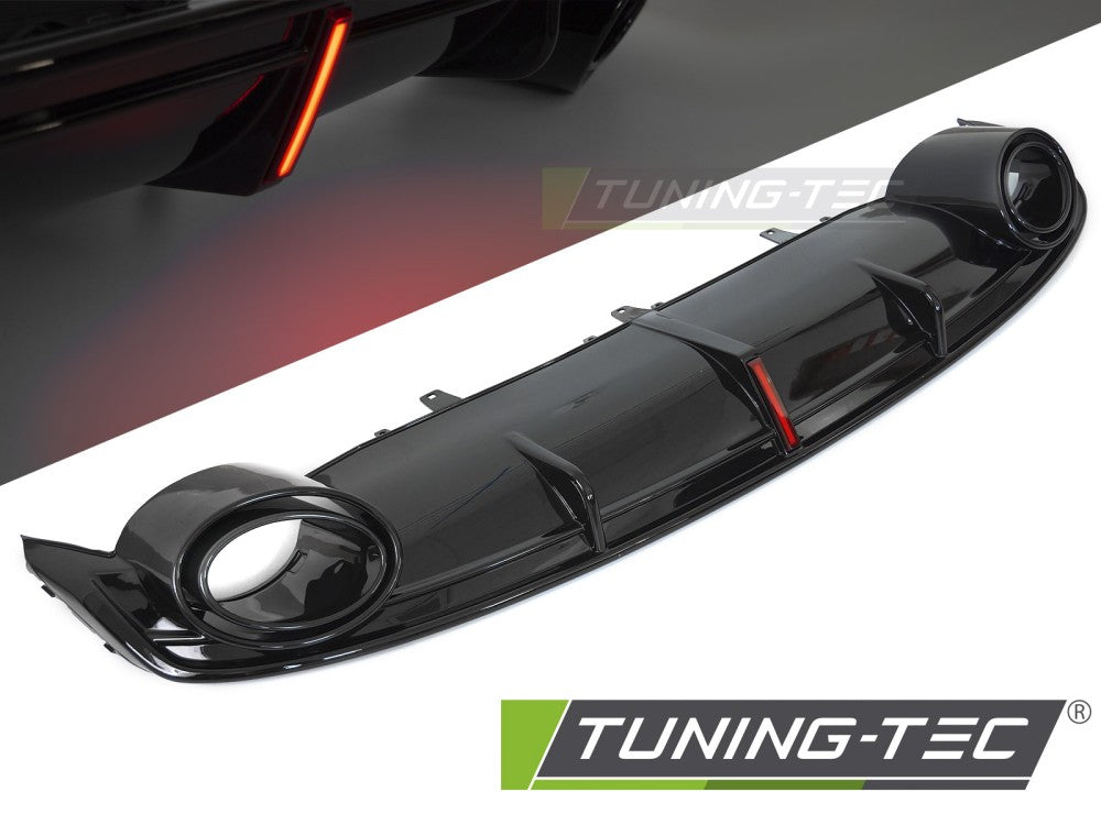 Diffuseur double sortie noir brillant avec feu stop LED style sport compatible Audi A7 C7 10-14