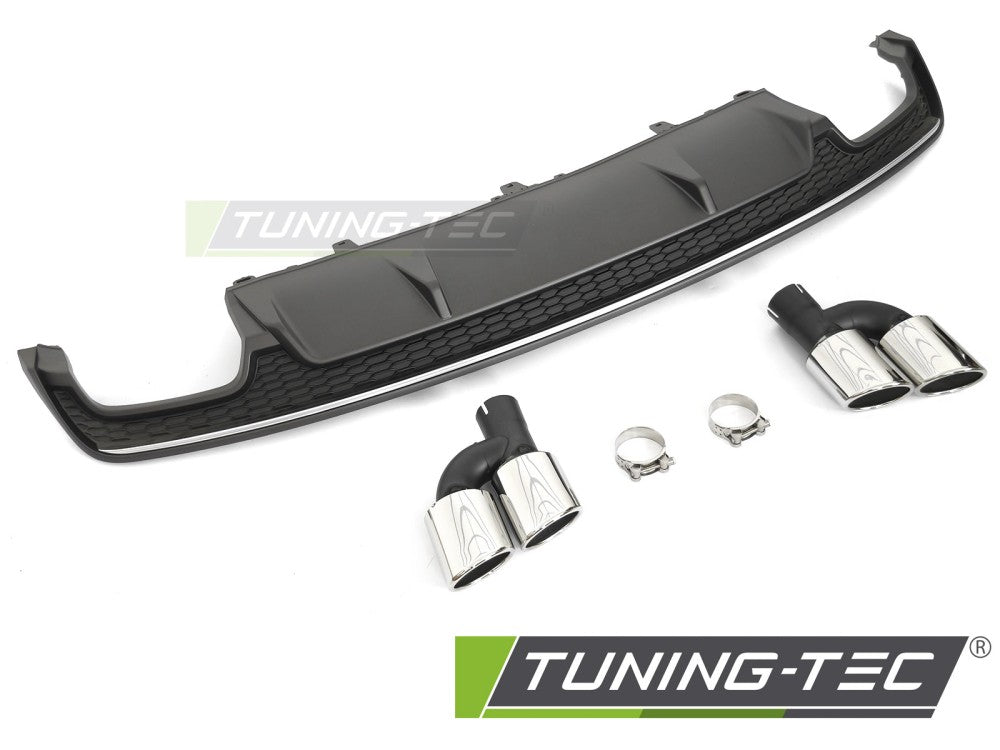Diffuseur double sortie argent noir style sport S compatible avec Audi A7 C7 14-18