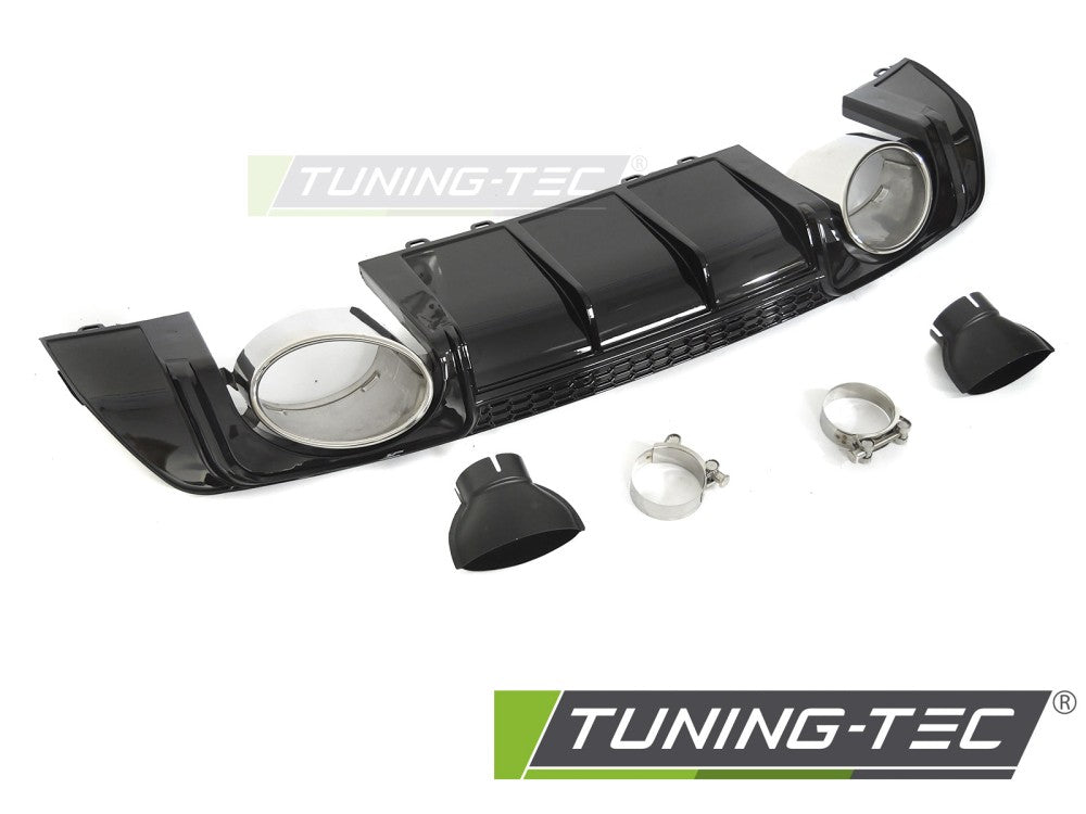 Diffuseur double sortie noir brillant style sport compatible avec Audi TT 8S 14-18