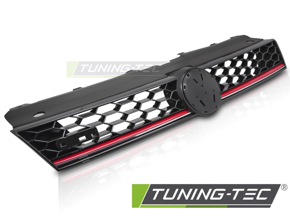 Calandre sport noir brillant avec liseré rouge compatible VW Polo 6R 09-17