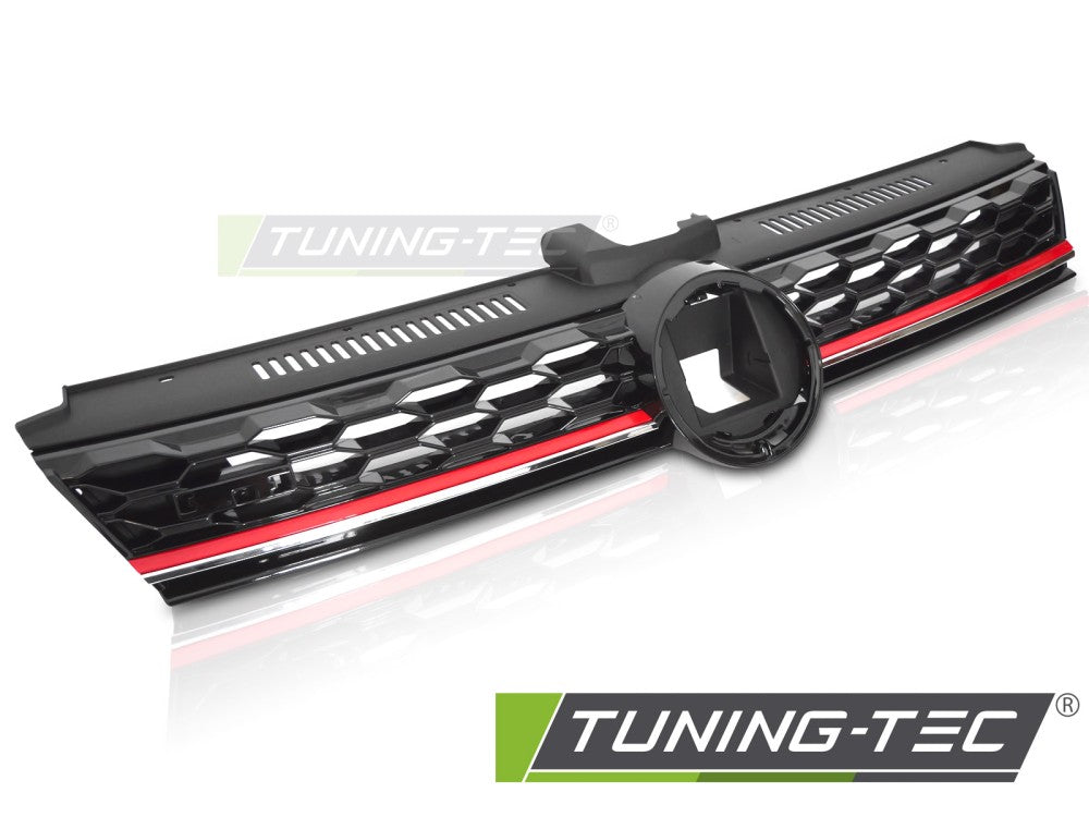 Calandre sport noire brillante avec liseré rouge compatible avec VW Golf 7 17-19