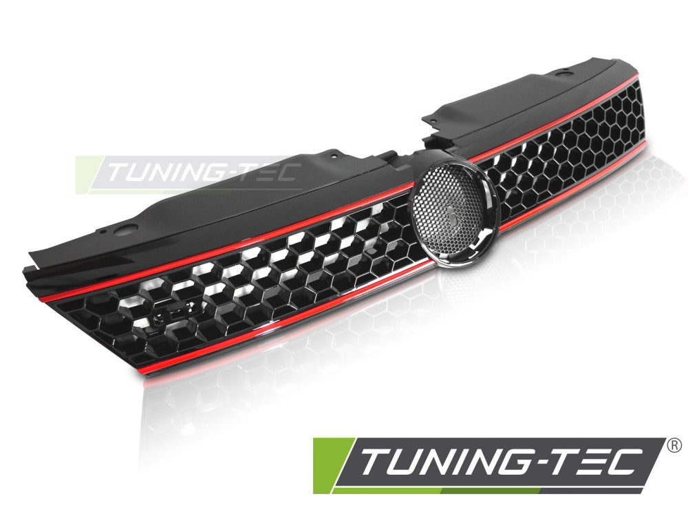 Calandre sport noir brillant avec lignes rouges compatible VW Jetta VI 11-14