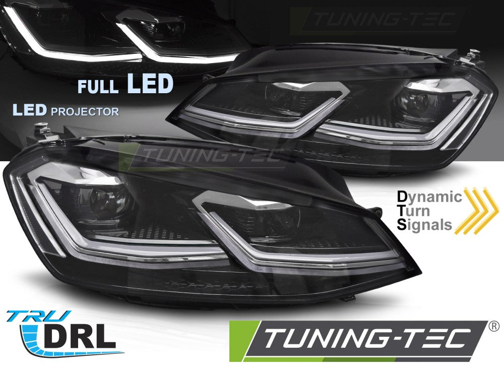 Phares Full LED avec feux de jour Silver Line compatibles avec VW Golf 7 (11.12-17)