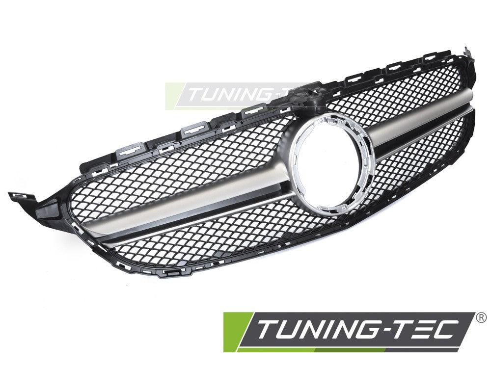 Calandre noire et argentée avec trou pour caméra, compatible avec Mercedes W205 18-21 / S205 18-21 / C205 18-23 / A205 18-23