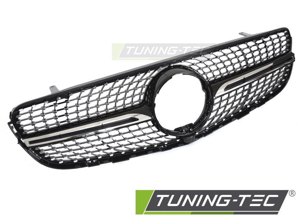 Calandre chromée noire diamantée avec trou pour caméra compatible avec Mercedes GLC W253 15-18