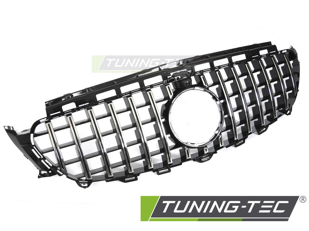 Calandre sport chromée noire avec trou pour caméra compatible avec Mercedes W213 / S213 16-19