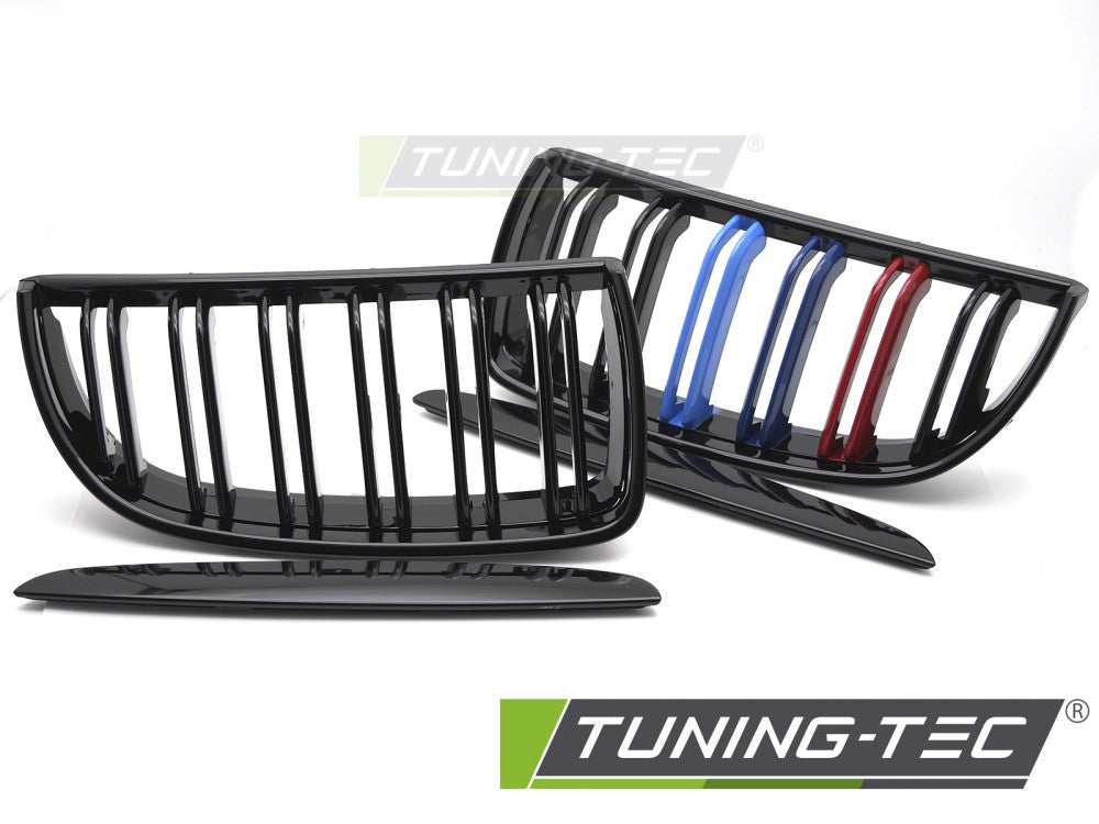 CALANDRE SPORT NOIR BRILLANT TRI-COULEUR DOUBLE NOIR compatible BMW E90 / E91 05-08