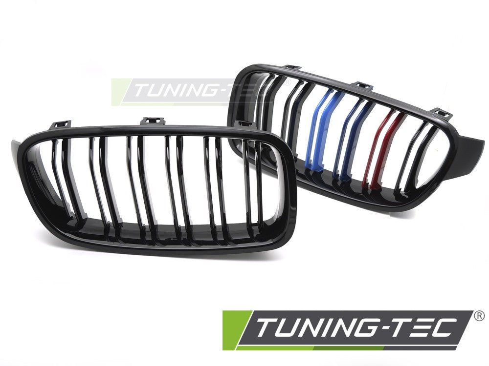 CALANDRE SPORT NOIR BRILLANT TRICOLORE DOUBLE BARRE compatible BMW F30 / F31 11-18