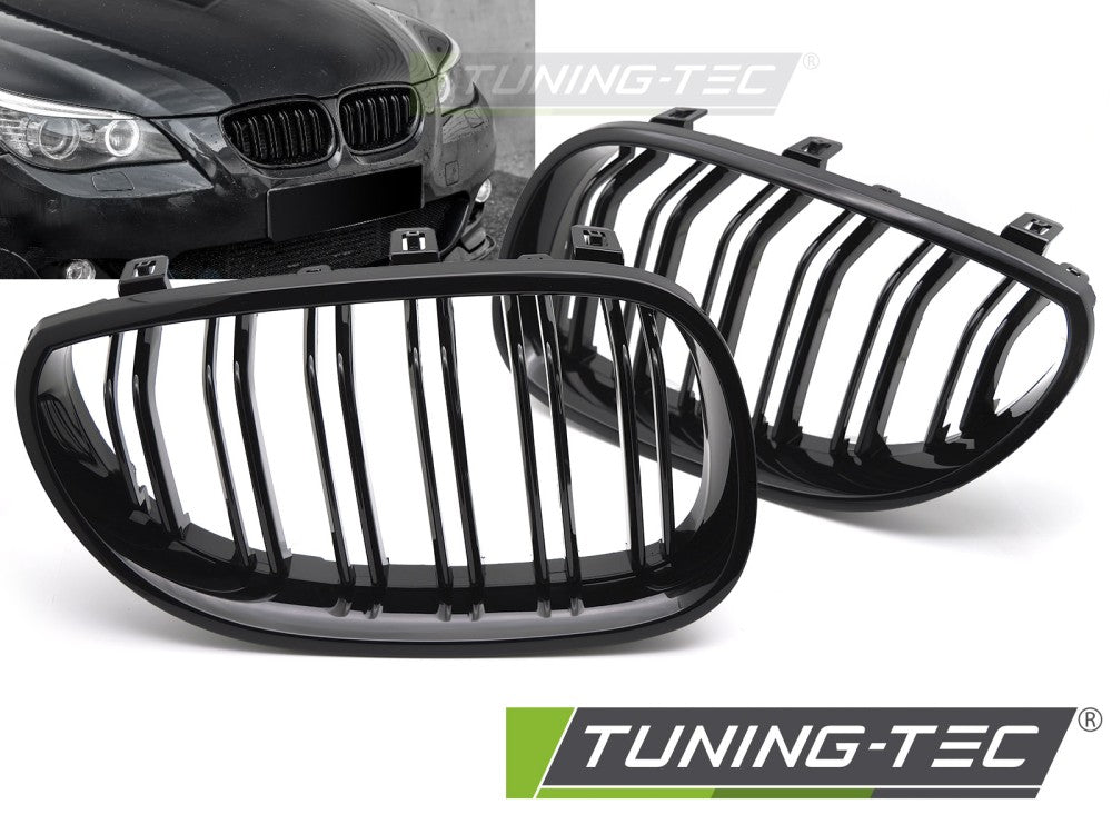CALANDRE SPORT NOIRE BRILLANTE À DOUBLE BARRE compatible BMW E60 / E61 03-10