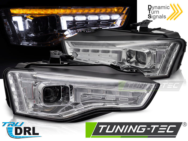 Phares halogènes LED chromés SEQ compatibles avec Audi A5 11-16