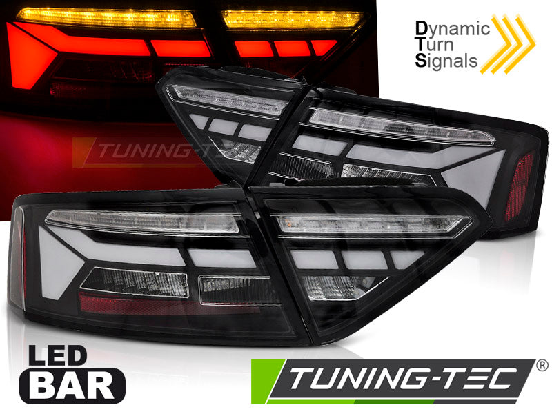 Feux arrière à LED noirs SEQ compatibles avec Audi A5 11-16, ampoule d'origine