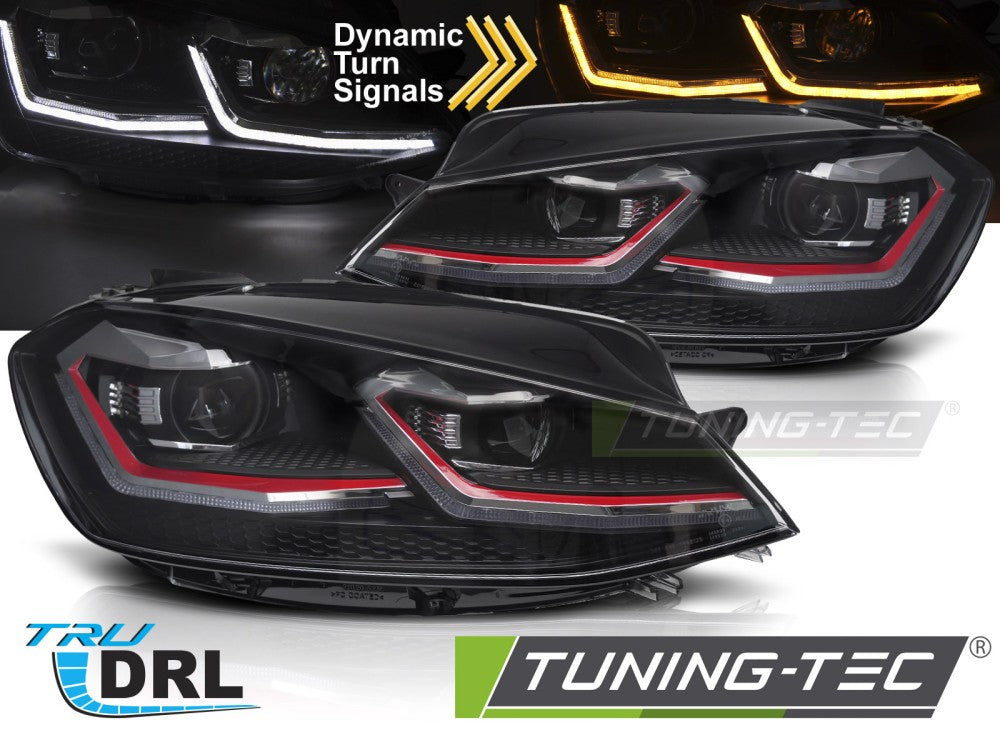 Phares à LED rouges avec feux de jour séquentiels (DRL) compatibles avec VW Golf VII 17-19
