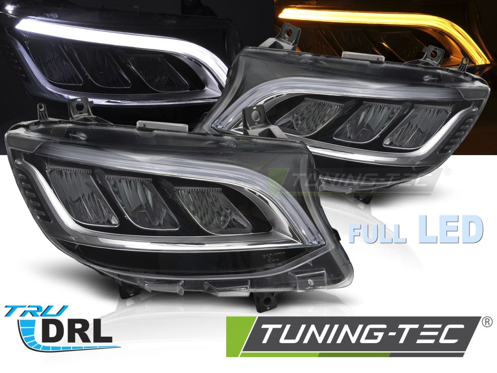 Phares Full LED chromés avec feux de jour compatibles avec Mercedes Sprinter 18-23