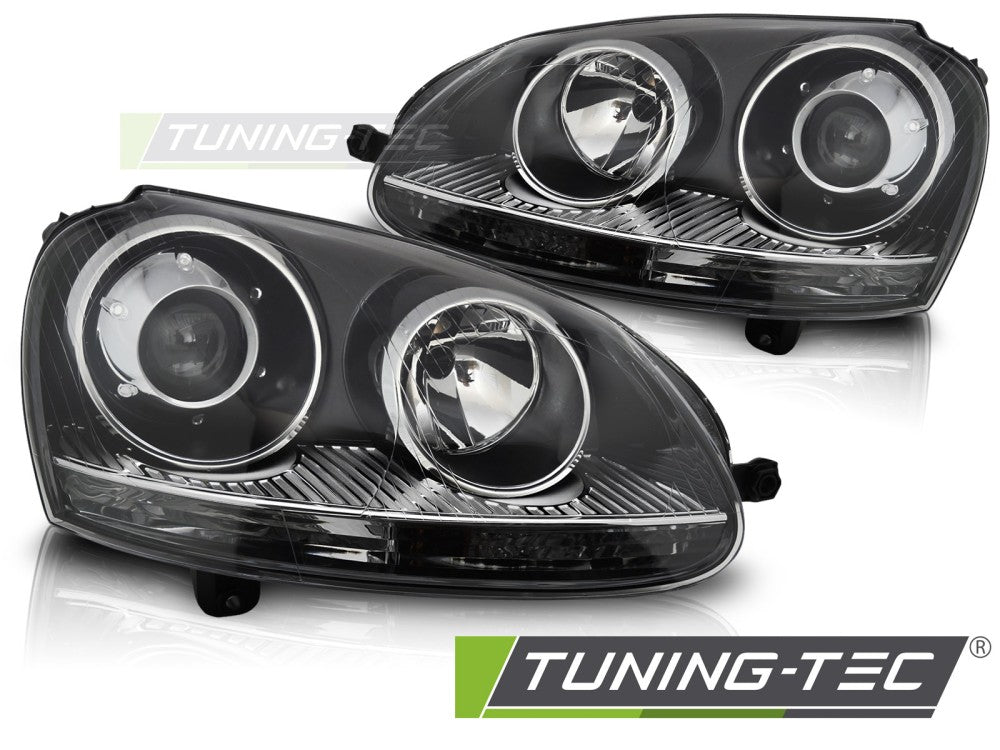 Phares noirs compatibles avec VW Golf V 03-09