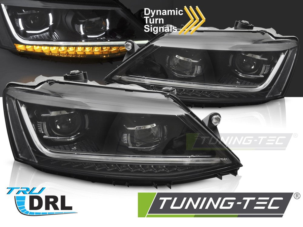 Phares LED séquentiels avec feux de jour compatibles avec VW Jetta VI 11-18