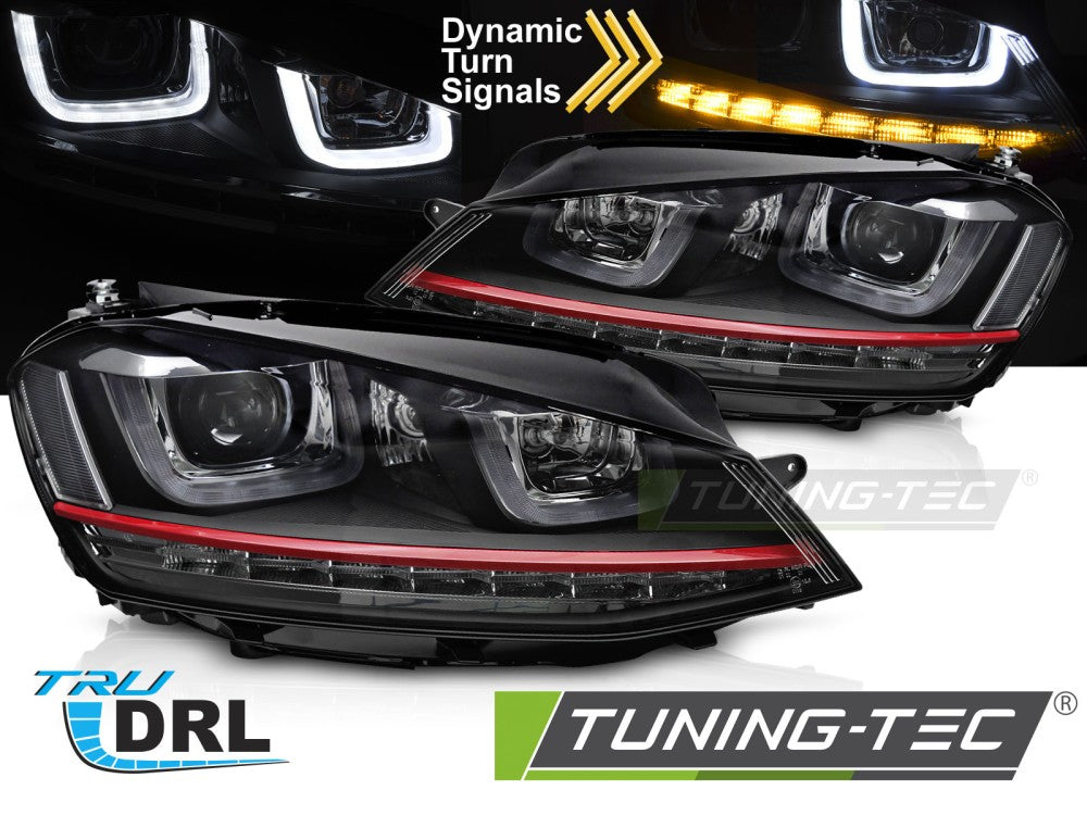 Phares à LED rouges séquentiels avec feux de jour (DRL) compatibles avec VW Golf VII 13-17