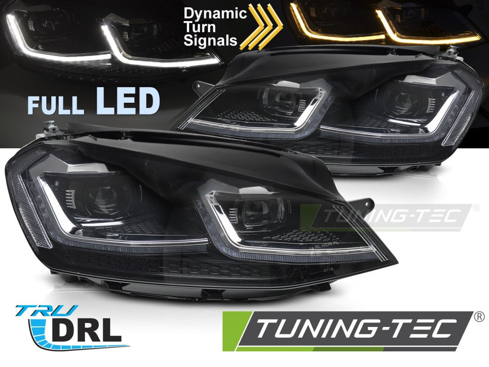 Phares Full LED argentés avec feux de jour séquentiels (DRL) compatibles avec VW Golf VII 13-17