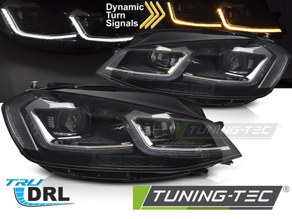 Phares avant argentés à LED séquentiels avec feux de jour (DRL) compatibles avec VW Golf VII 17-19