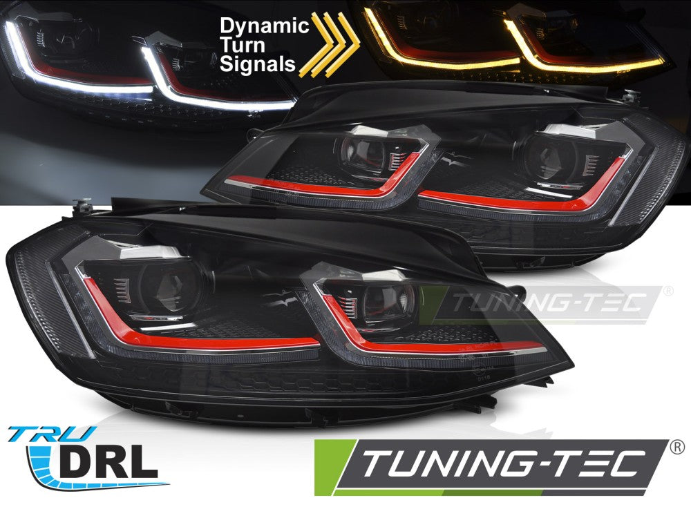 Phares à LED rouges séquentiels avec feux de jour (DRL) compatibles avec VW Golf VII 17-19