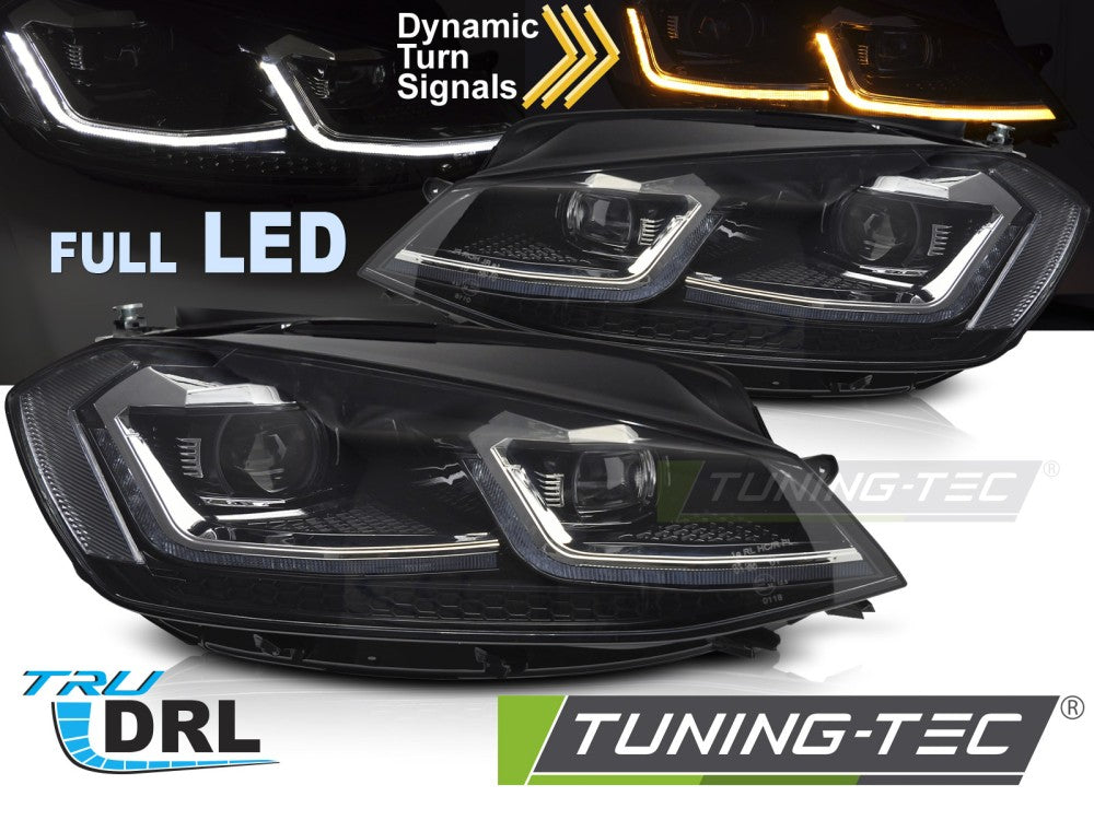 Phares Full LED argentés avec feux de jour séquentiels (DRL) compatibles avec VW Golf VII 17-19