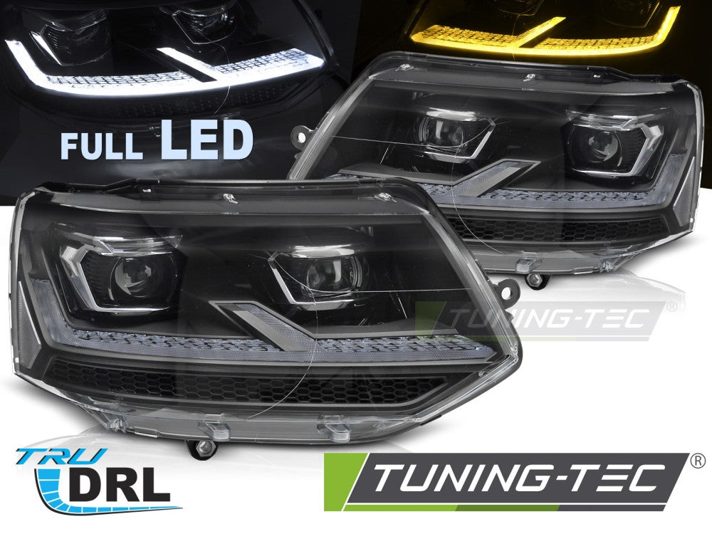 Phares Full LED chromés avec feux de jour compatibles VW T5.1 10-15