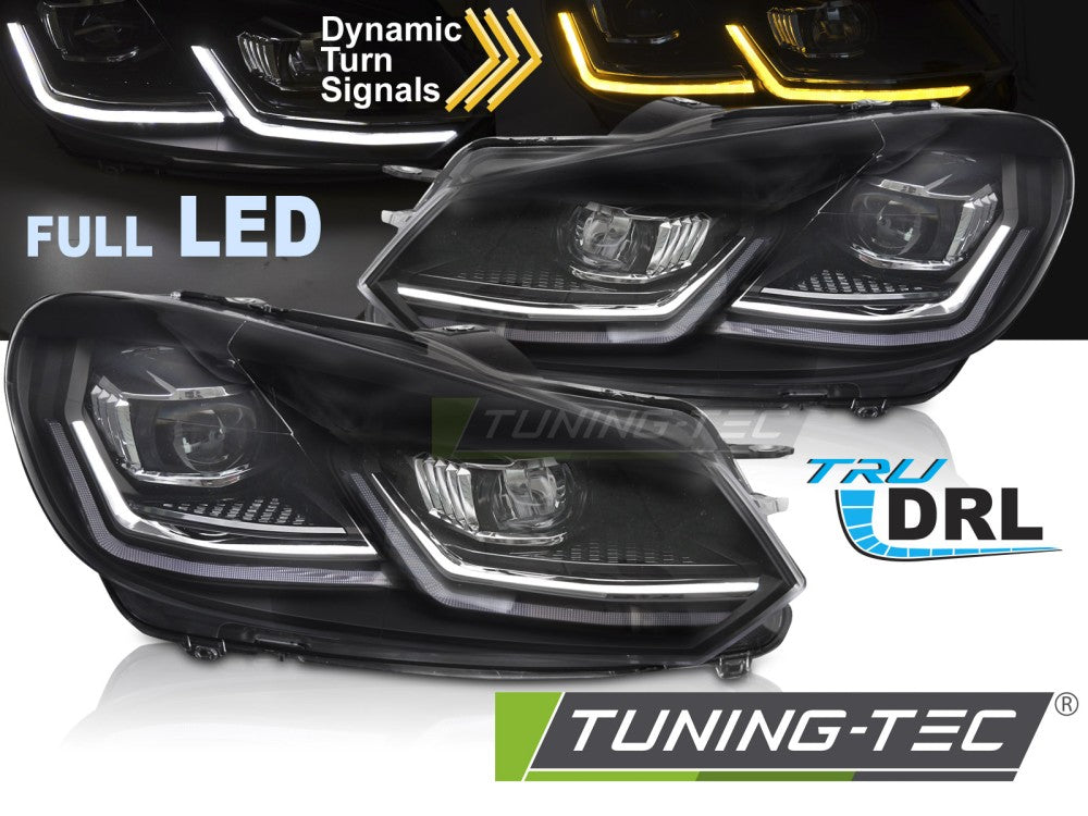 Phares Full LED argentés avec feux de jour séquentiels compatibles VW Golf 6 08-12