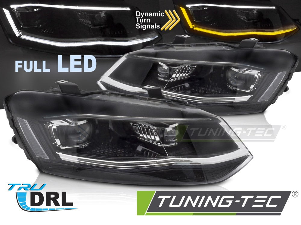 Phares LED argentés avec feux de jour séquentiels compatibles VW Polo 6R 09-17